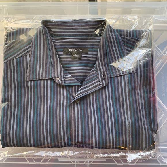 Claiborne Other - CLAIBORNE. Silver/Black/Blue button down striped shirt. 100% Cotton.
